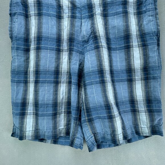 Tommy‎ Bahama Shorts Mens 36 Blue Plaid Chinos Linen Silk Blend 10" Inseam - Picture 3 of 11